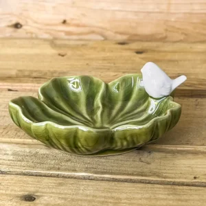 Cuenco Hoja con Pájaro Blanco