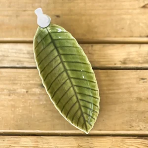 Bandeja Decorativa Hoja con Pájaro Blanco