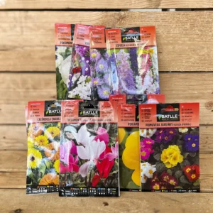 Pack de 10 sobres de semillas de flores variadas con pensamientos, caléndula, verbena, prímula y otras plantas ornamentales. Este otoño, empieza a cultivar tus próximas flores.